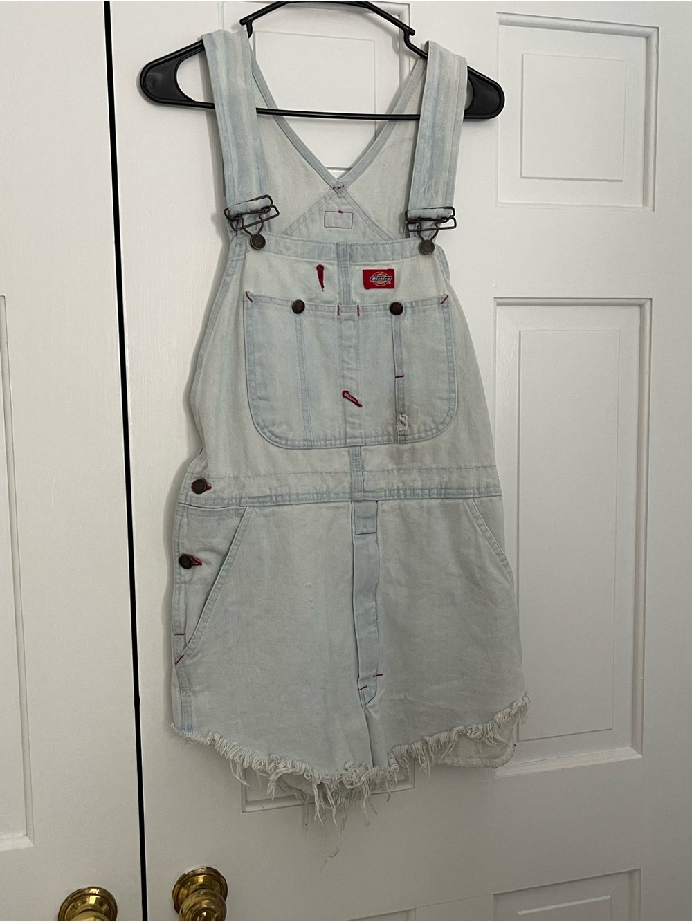Dickies Pale Blue Washed Denim Short Overalls